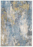 8' Runner Blue and Gold Abstract Runner Rug - Homeroots - Flyclothing LLC