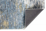 8' Runner Blue and Gold Abstract Runner Rug - Homeroots - Flyclothing LLC