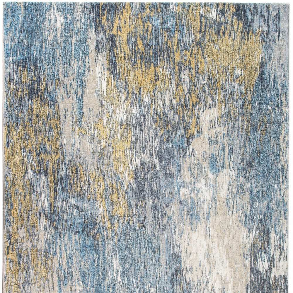 8' X 10' Blue and Gold Abstract Area Rug - Homeroots - Flyclothing LLC