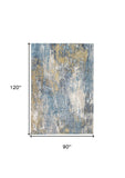 8' X 10' Blue and Gold Abstract Area Rug - Homeroots - Flyclothing LLC
