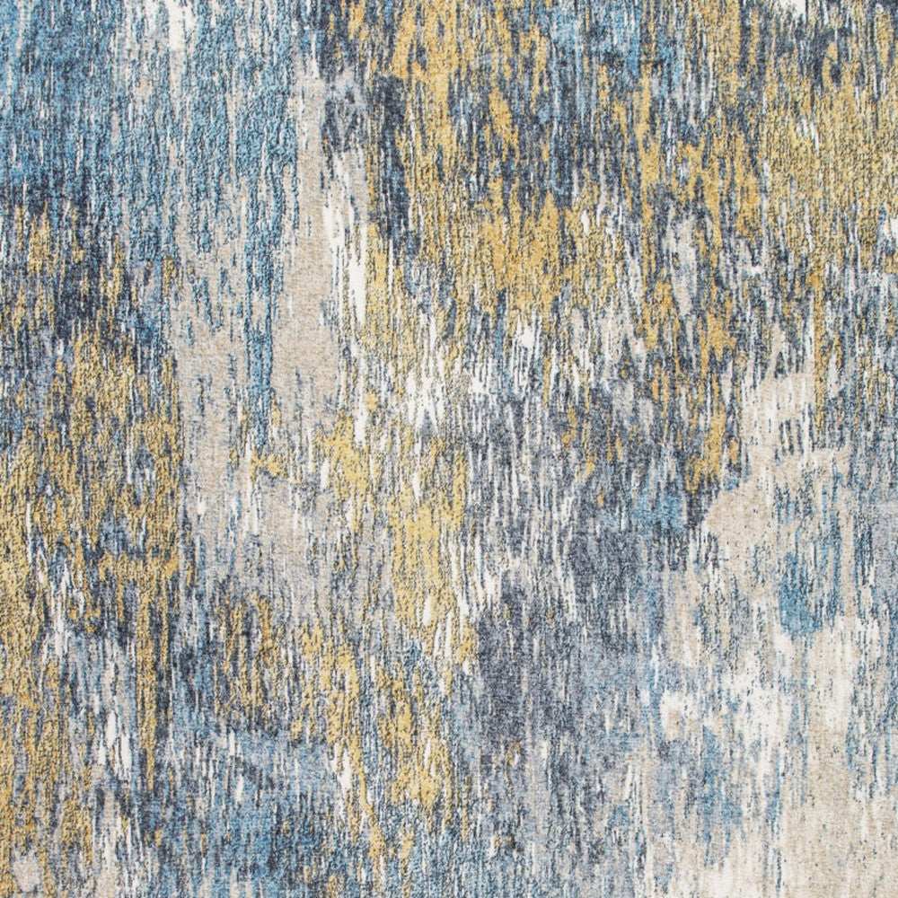8' X 10' Blue and Gold Abstract Area Rug - Homeroots - Flyclothing LLC