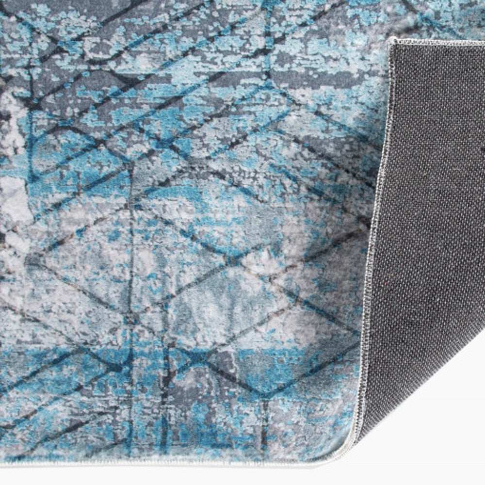 5' X 8' Blue Gray Abstract Cuboid Modern Area Rug - Homeroots - Flyclothing LLC