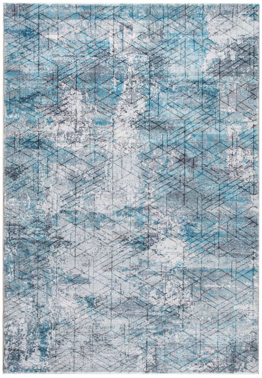 8' X 10' Blue Gray Abstract Cuboid Modern Area Rug - Homeroots - Flyclothing LLC