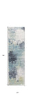 8' Runner Blue and Ivory Abstract Runner Rug - Homeroots - Flyclothing LLC