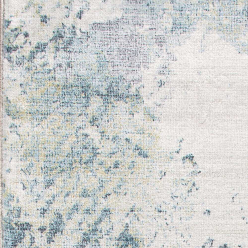 8' Runner Blue and Ivory Abstract Runner Rug - Homeroots - Flyclothing LLC