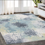 5' X 8' Blue and Ivory Abstract Area Rug - Homeroots - Flyclothing LLC