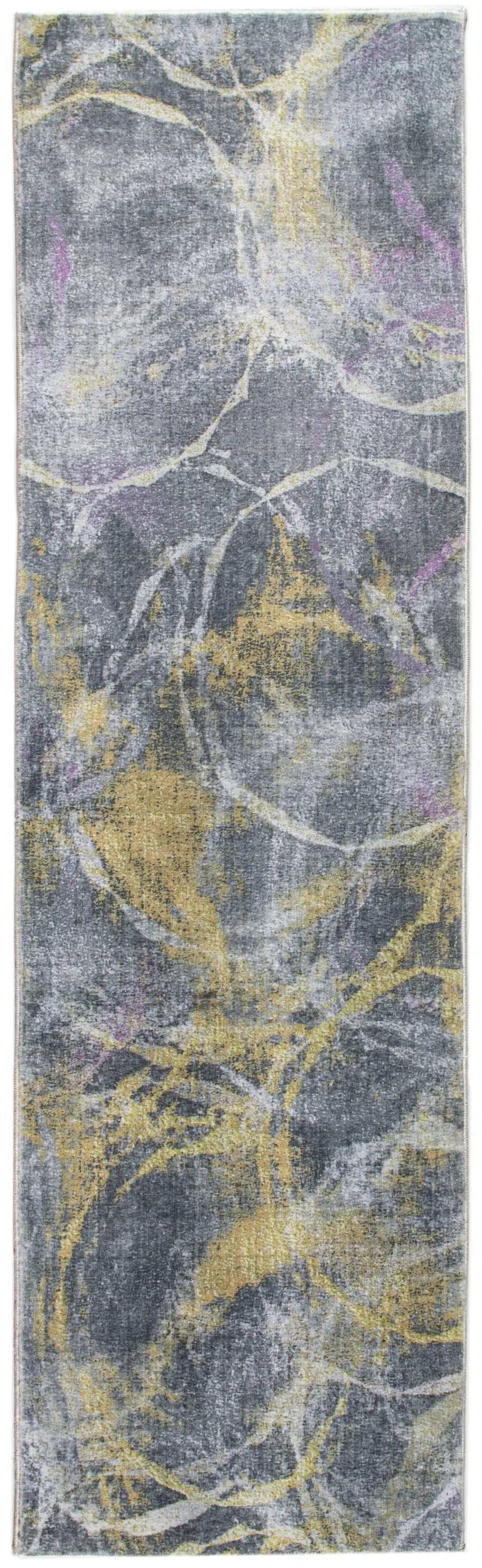 8' Runner Gray Abstract Runner Rug - Homeroots - Flyclothing LLC