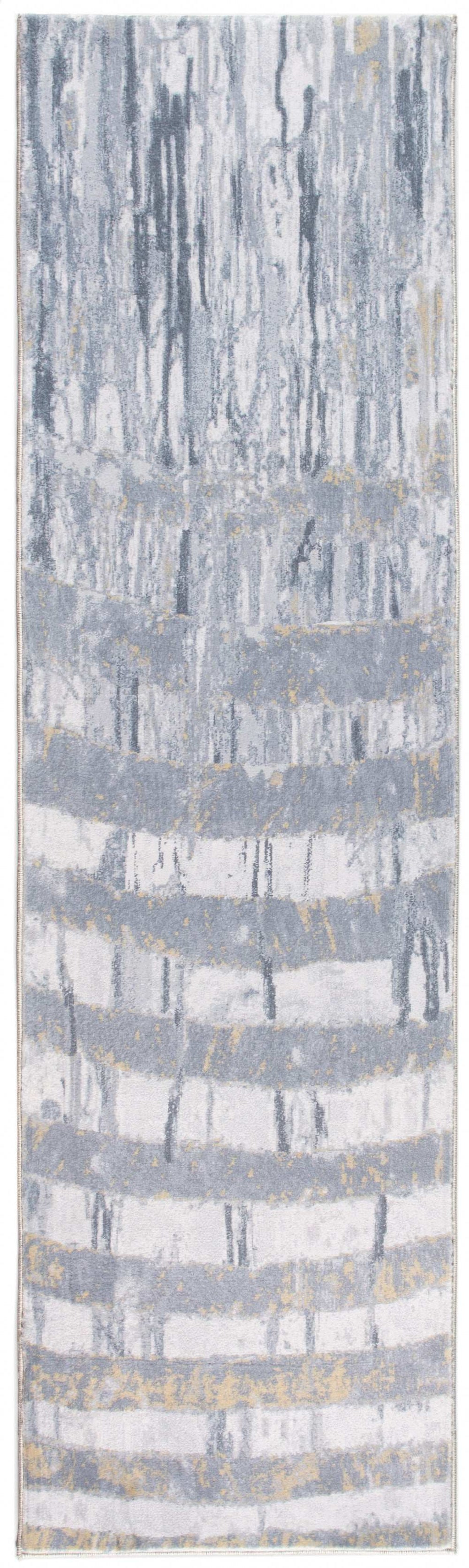 8' Runner Gray Abstract Runner Rug - Homeroots - Flyclothing LLC