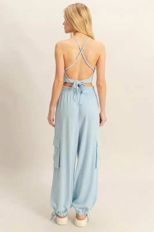 HYFVE Crop Top and Cargo Pants Set - Trendsi - Flyclothing LLC
