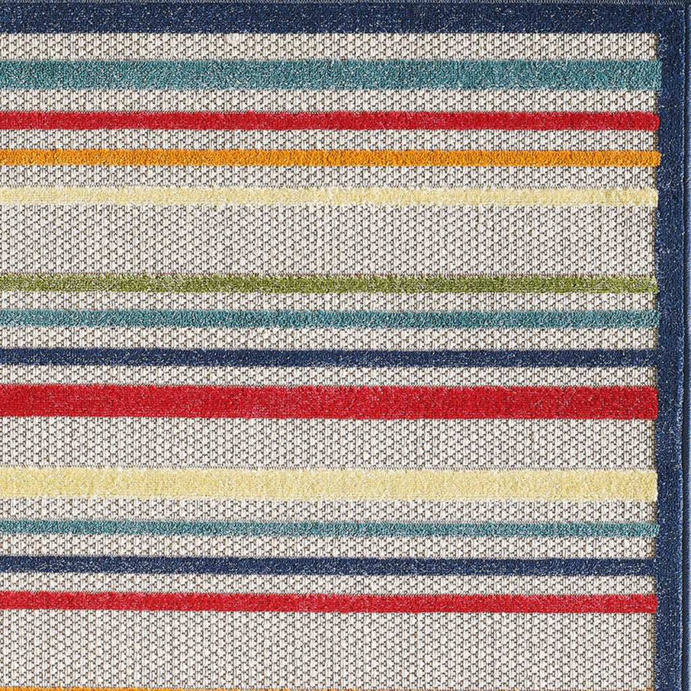 2' X 4' Ivory And Blue Striped Stain Resistant Indoor Outdoor Area Rug - Homeroots - Flyclothing LLC