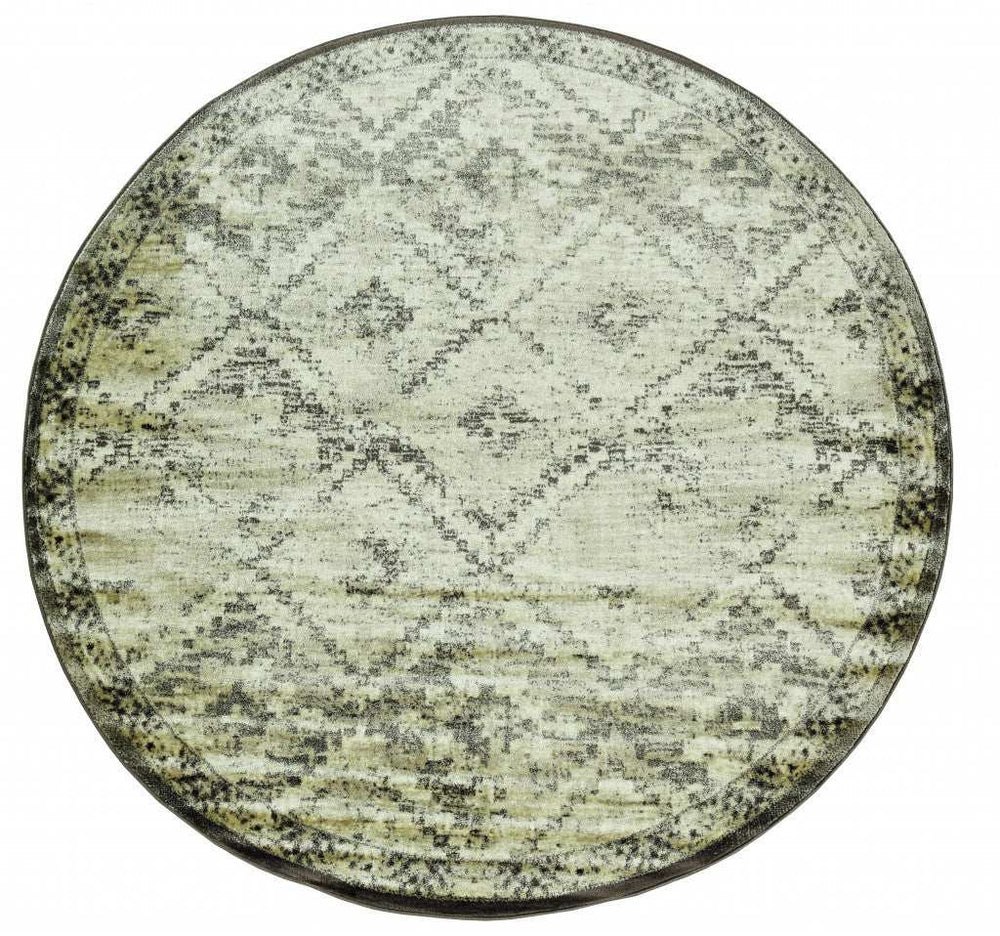 8' Gray Round Abstract Area Rug - Homeroots - Flyclothing LLC