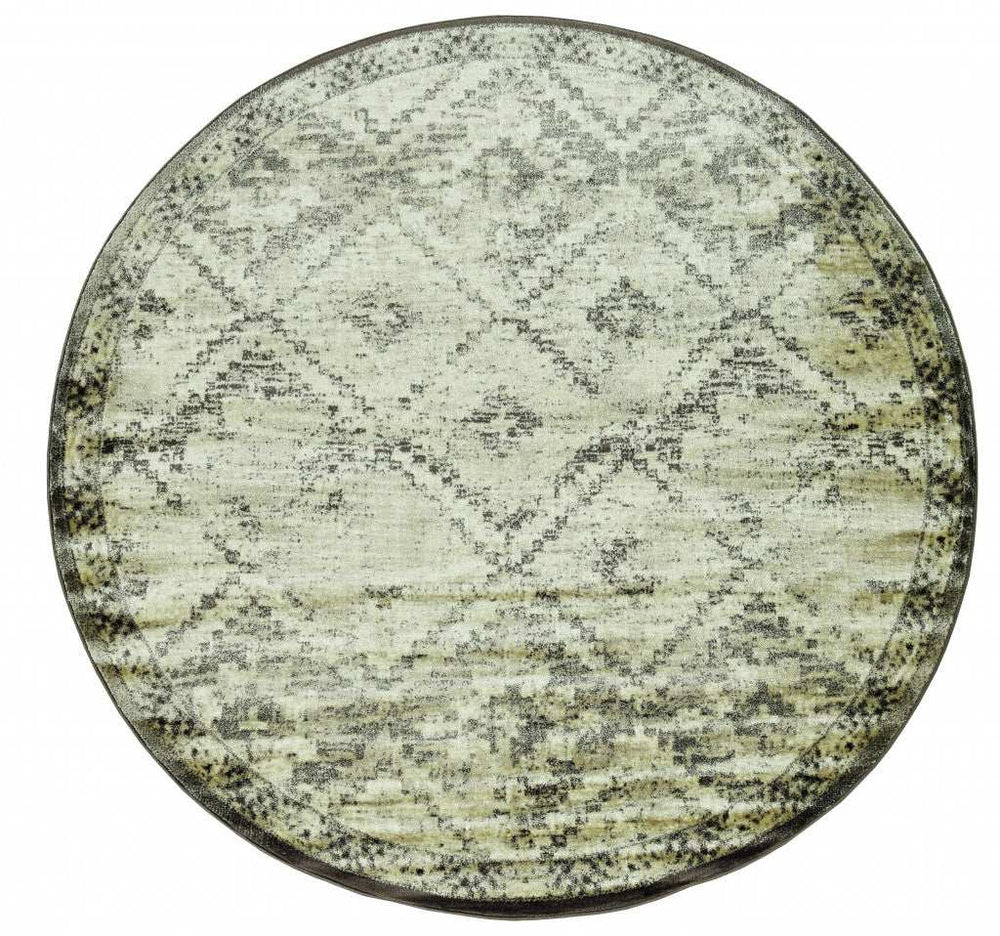 8' Gray Round Abstract Area Rug - Homeroots - Flyclothing LLC
