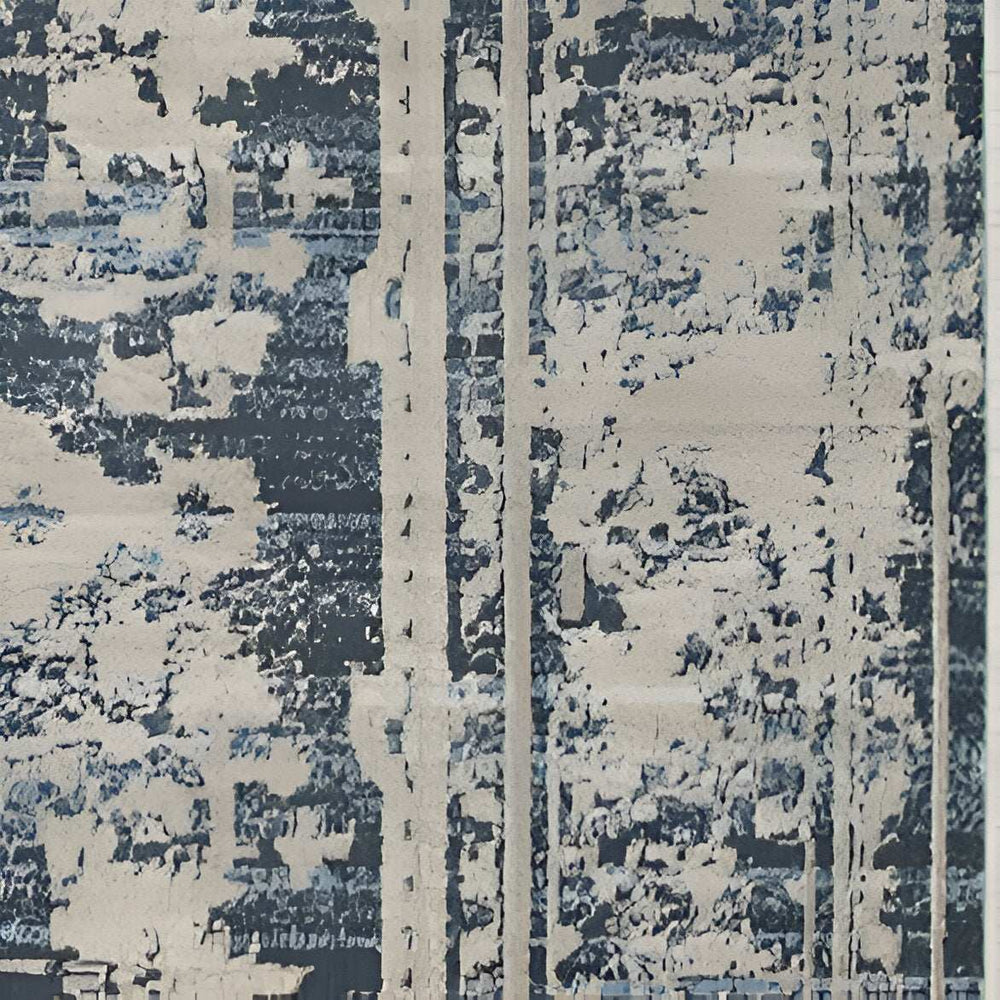 8' Ivory and Blue Oriental Distressed Round Rug - Homeroots - Flyclothing LLC