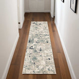 8' Runner Blue and Beige Abstract Runner Rug - Homeroots - Flyclothing LLC