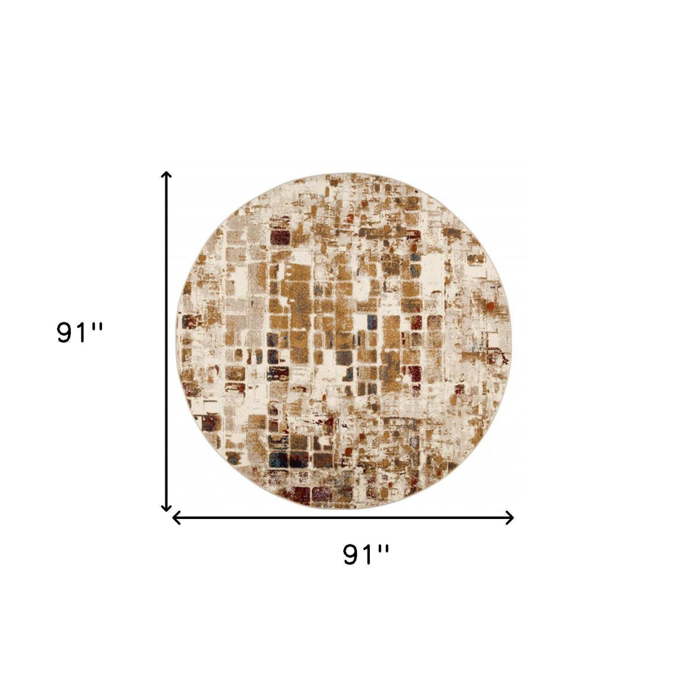 8' Natural Round Abstract Area Rug - Homeroots - Flyclothing LLC