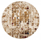 8' Natural Round Abstract Area Rug - Homeroots - Flyclothing LLC