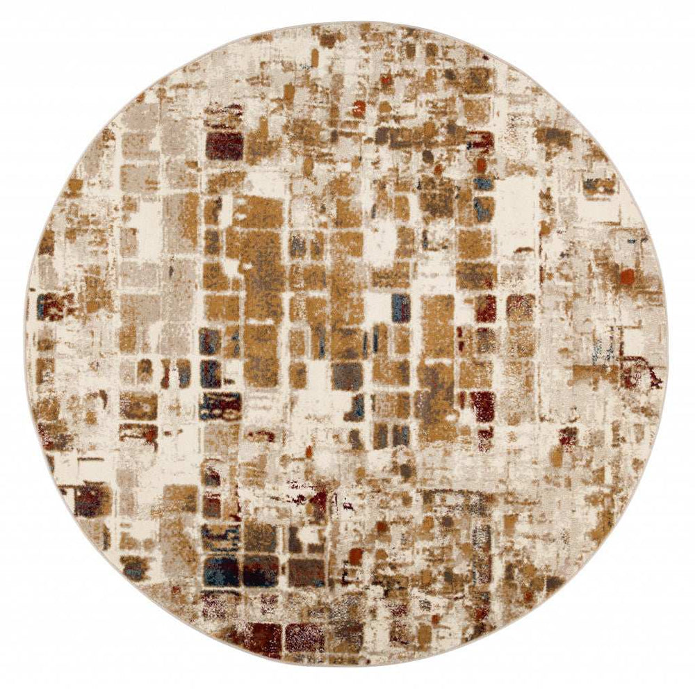 8' Natural Round Abstract Area Rug - Homeroots - Flyclothing LLC