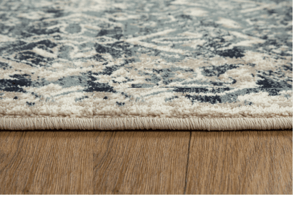 8' Runner Ivory and Blue Oriental Runner Rug - Homeroots - Flyclothing LLC