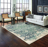 8' X 11' Ivory and Blue Oriental Area Rug - Homeroots - Flyclothing LLC