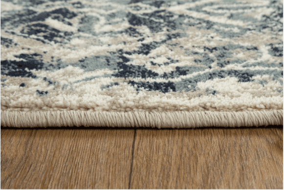 8' Ivory and Blue Round Oriental Area Rug - Homeroots - Flyclothing LLC