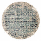 8' Ivory and Blue Round Oriental Area Rug - Homeroots - Flyclothing LLC