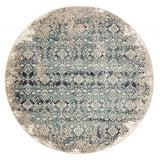 8' Ivory and Blue Round Oriental Area Rug - Homeroots - Flyclothing LLC
