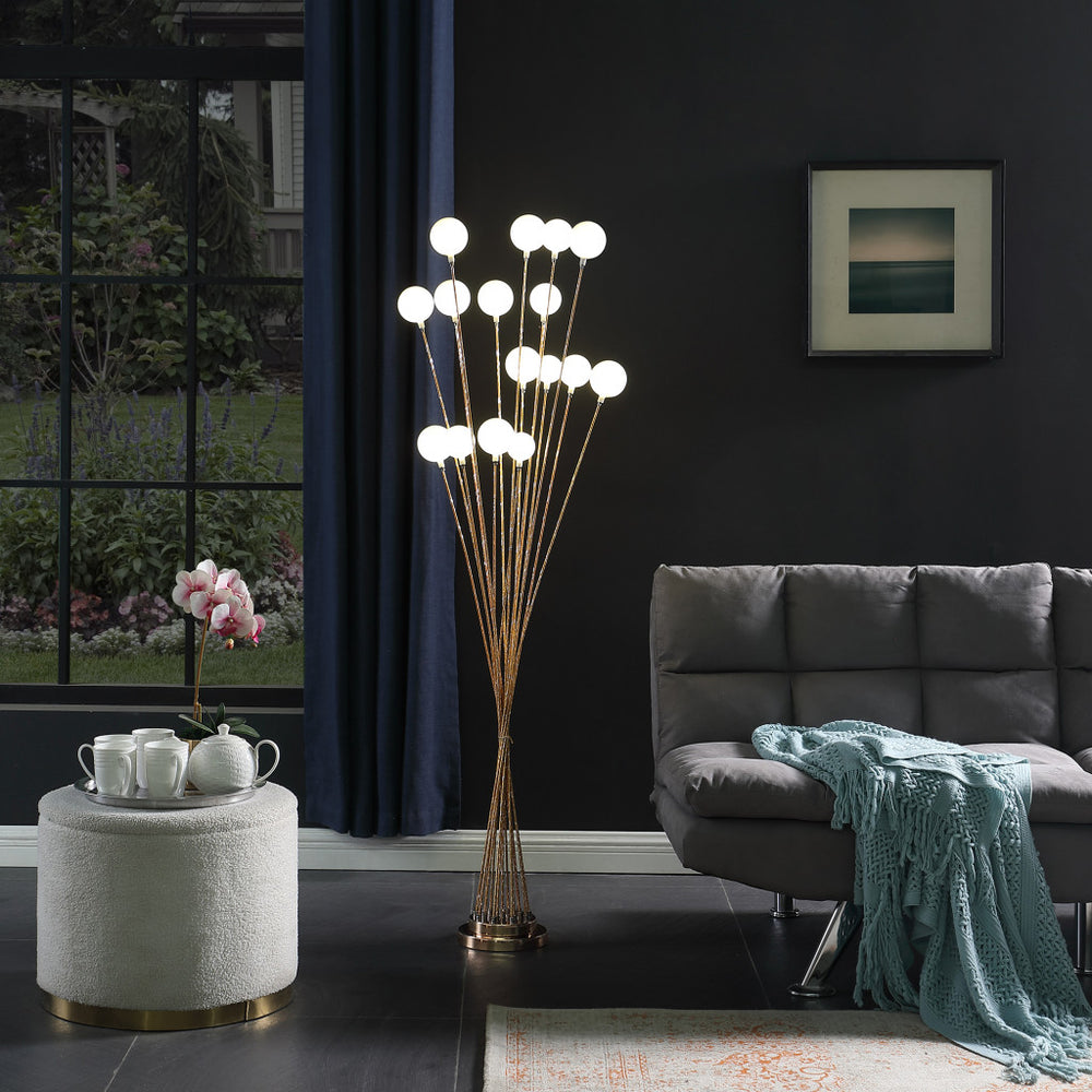 62" Golden Chrome Contemporary Multi Light LED Floor Lamp - Homeroots - Flyclothing LLC