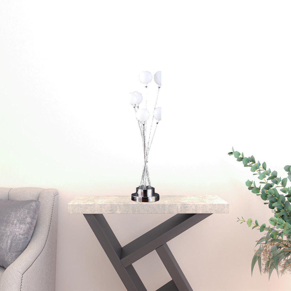 28" Silver Chrome Six Light Globe Desk or Table Lamp - Homeroots - Flyclothing LLC