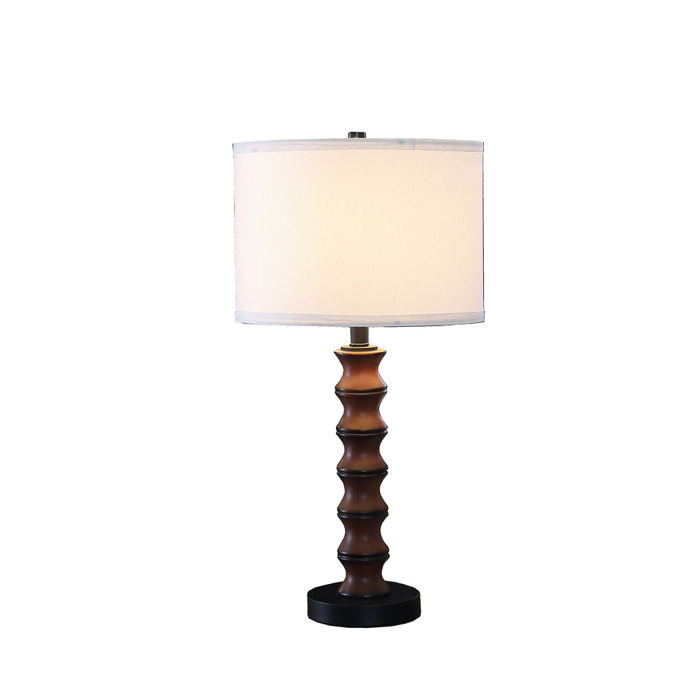 28" Dark Cherry Polyresin Indents Table Lamp With White Shade - Homeroots - Flyclothing LLC
