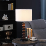 28" Dark Cherry Polyresin Indents Table Lamp With White Shade - Homeroots - Flyclothing LLC