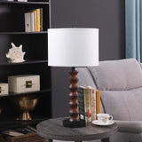 28" Dark Cherry Polyresin Indents Table Lamp With White Shade - Homeroots - Flyclothing LLC