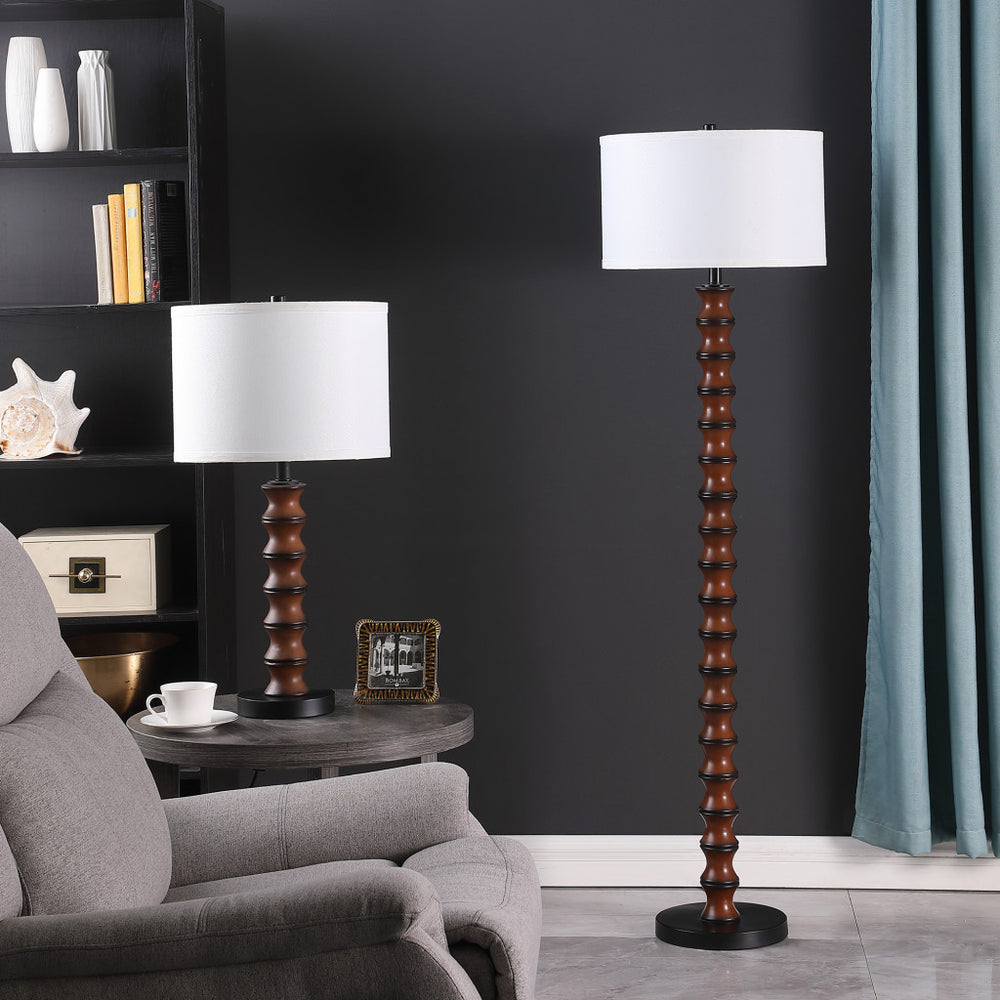 28" Dark Cherry Polyresin Indents Table Lamp With White Shade - Homeroots - Flyclothing LLC