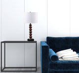 28" Dark Cherry Polyresin Indents Table Lamp With White Shade - Homeroots - Flyclothing LLC