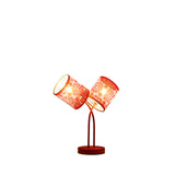 17" Red Metal Two Light Table Lamp With Red Abstract Drum Shade - Homeroots - Flyclothing LLC