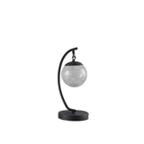 14" Matte Black Metal Arched Hanging Orb USB Table Lamp - Homeroots - Flyclothing LLC