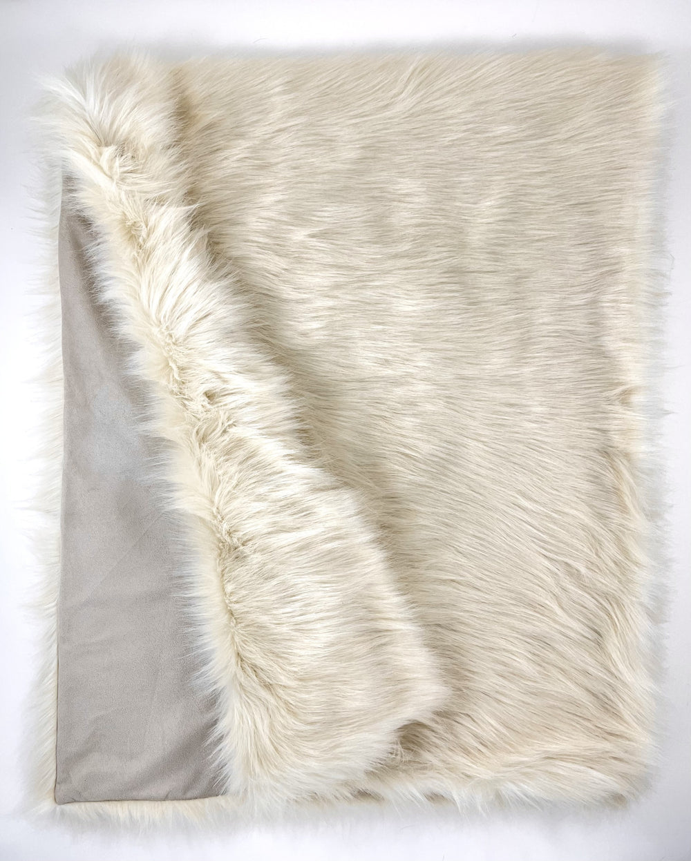 60" x 86" Royal White Long Hair Faux Fur Throw - Homeroots - Flyclothing LLC