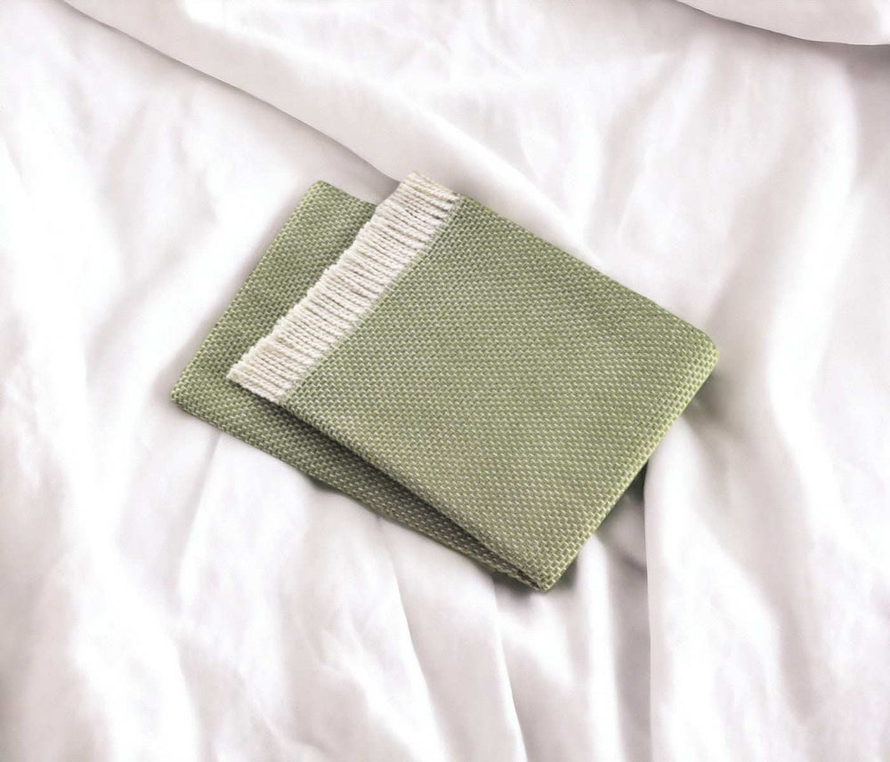 Soft Olive Green Links Pattern Throw Blanket - Homeroots - Flyclothing LLC