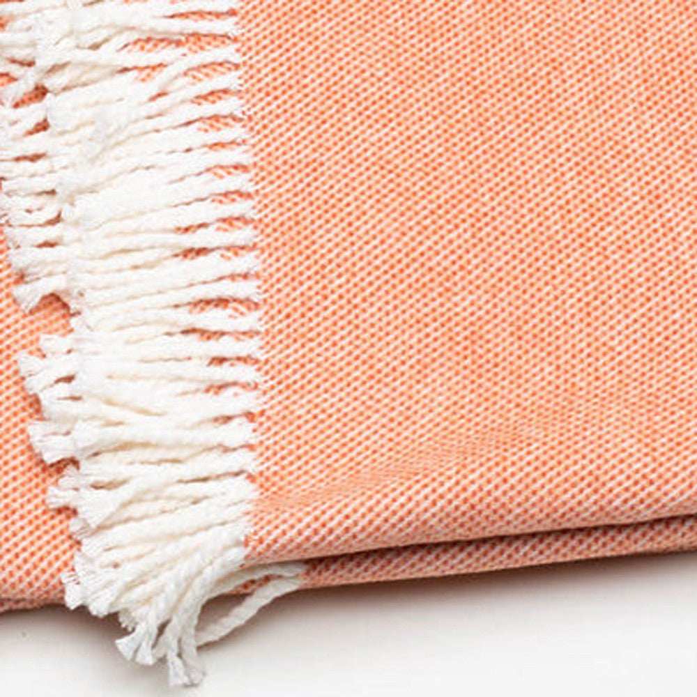 Coral Mini Dot Fringed Throw Blanket - Homeroots - Flyclothing LLC
