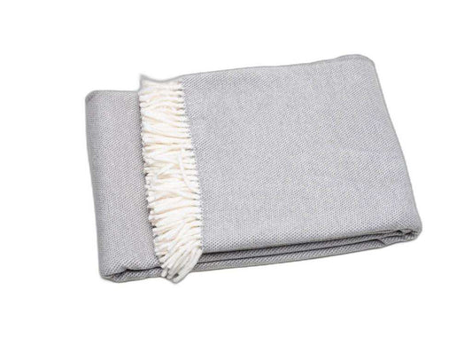 Light Gray Mini Dot Fringed Throw Blanket - Homeroots - Flyclothing LLC