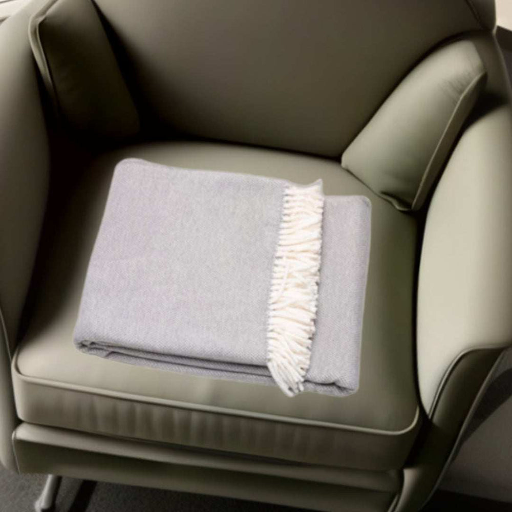 Light Gray Mini Dot Fringed Throw Blanket - Homeroots - Flyclothing LLC