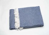 Navy Blue Mini Dot Fringed Throw Blanket - Homeroots - Flyclothing LLC