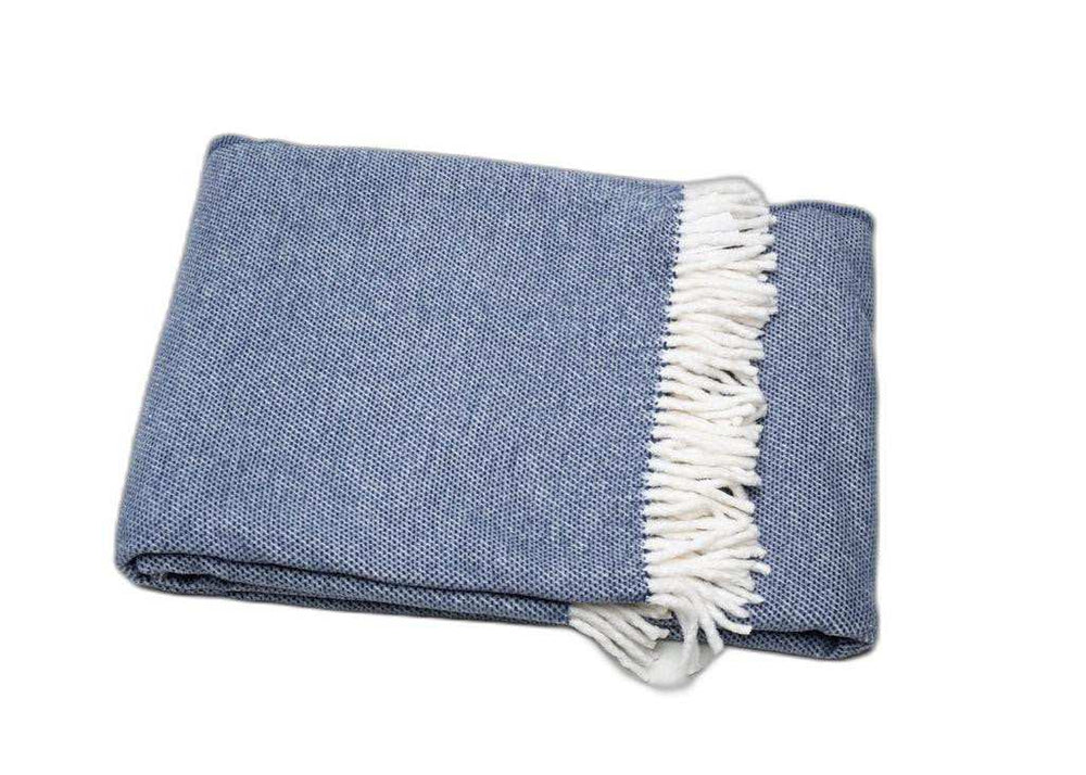 Navy Blue Mini Dot Fringed Throw Blanket - Homeroots - Flyclothing LLC