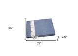 Navy Blue Mini Dot Fringed Throw Blanket - Homeroots - Flyclothing LLC