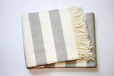 Cream and Gray Slanted Stripe Fringed Throw Blanket - Homeroots - Flyclothing LLC