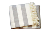 Cream and Gray Slanted Stripe Fringed Throw Blanket - Homeroots - Flyclothing LLC