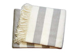 Cream and Gray Slanted Stripe Fringed Throw Blanket - Homeroots - Flyclothing LLC