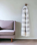 Cream and Gray Slanted Stripe Fringed Throw Blanket - Homeroots - Flyclothing LLC