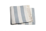 Cream and Sky Blue Slanted Stripe Fringed Throw Blanket - Homeroots - Flyclothing LLC