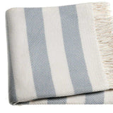 Cream and Sky Blue Slanted Stripe Fringed Throw Blanket - Homeroots - Flyclothing LLC