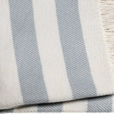 Cream and Sky Blue Slanted Stripe Fringed Throw Blanket - Homeroots - Flyclothing LLC